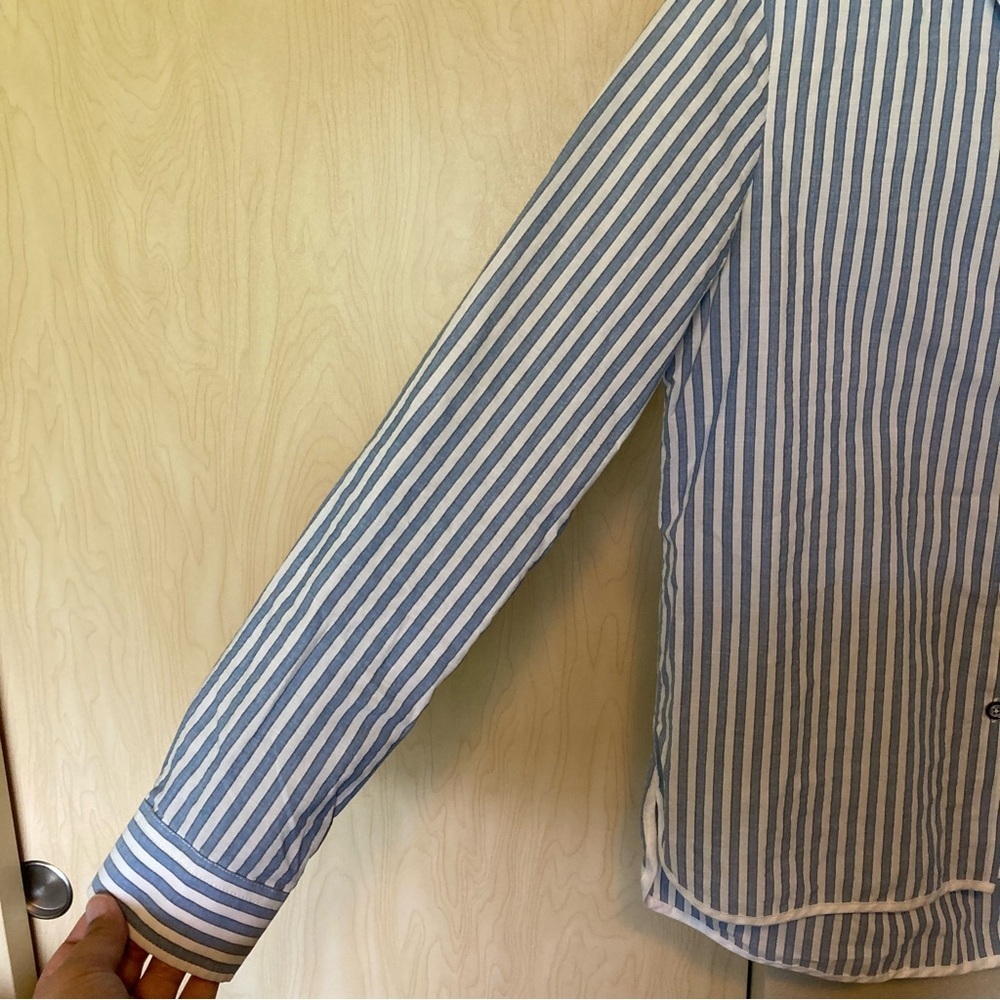 Chinti And Parker Women S Blue White Pinstripe Button Down Long Sleeve Shirt - Picture 4 of 10